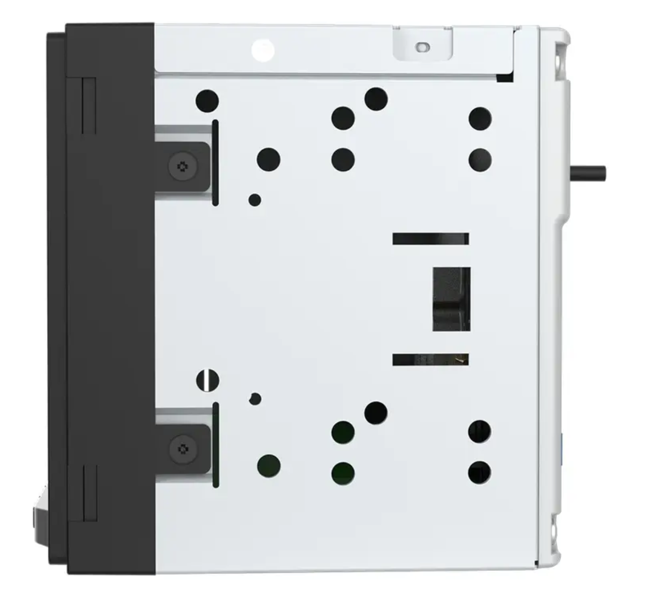 A white and black electronic control module or panel component shown from the back, photographed against a plain white background.