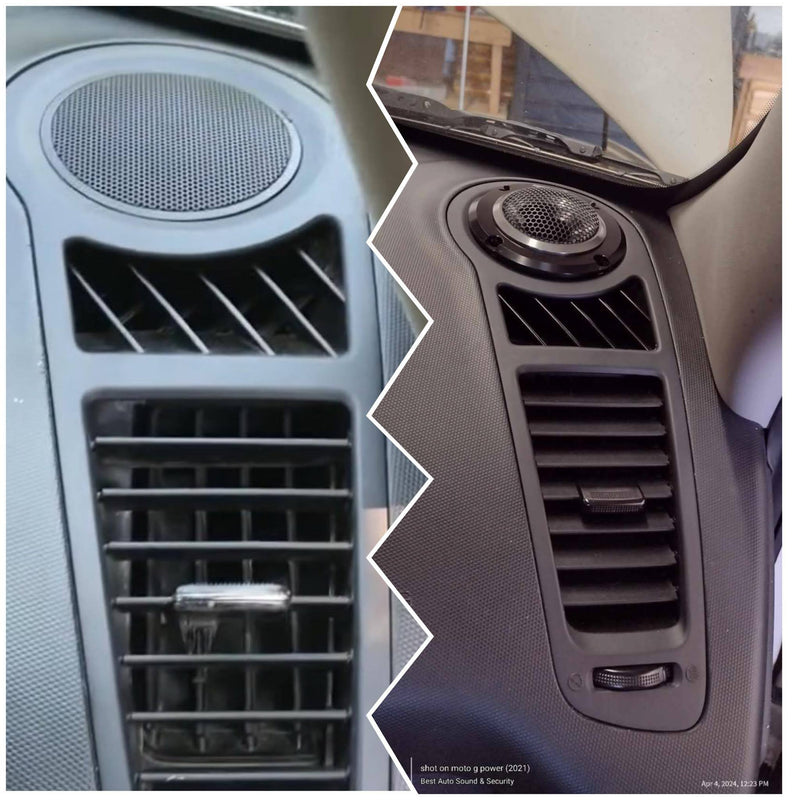 A before and after factory to modified tweeter installation 2013 Kia Soul