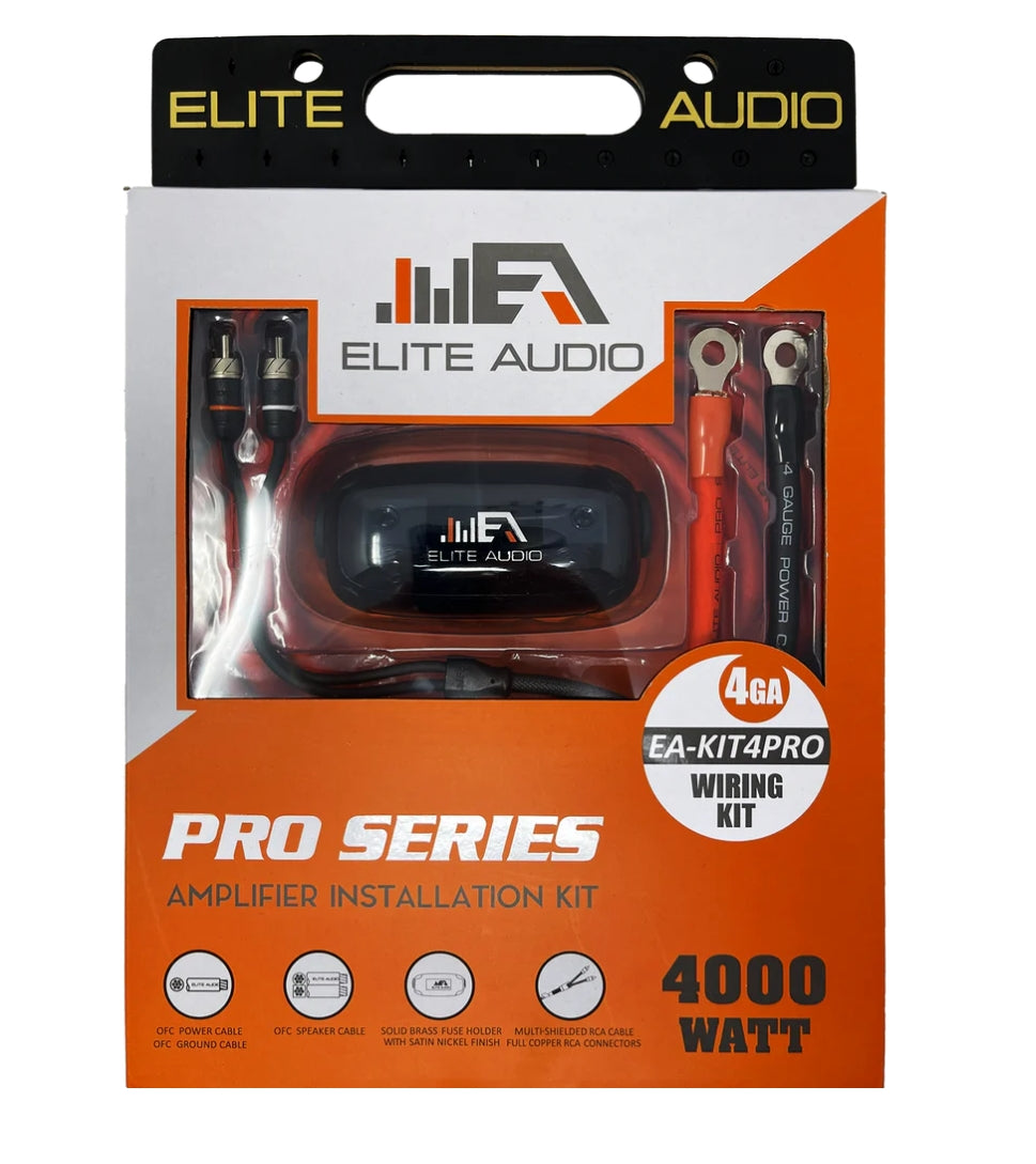 Elite Audio Pro Series amplifier installation kit packaging on a white background