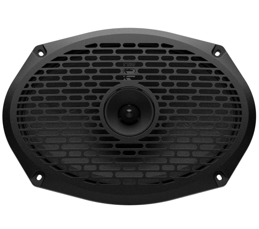 AudioControl EPICPRO69CX 6x9 car speaker with black mesh grille cover installed