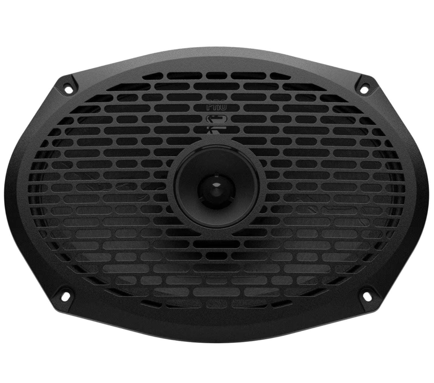 AudioControl EPICPRO69CX 6x9 car speaker with black mesh grille cover installed
