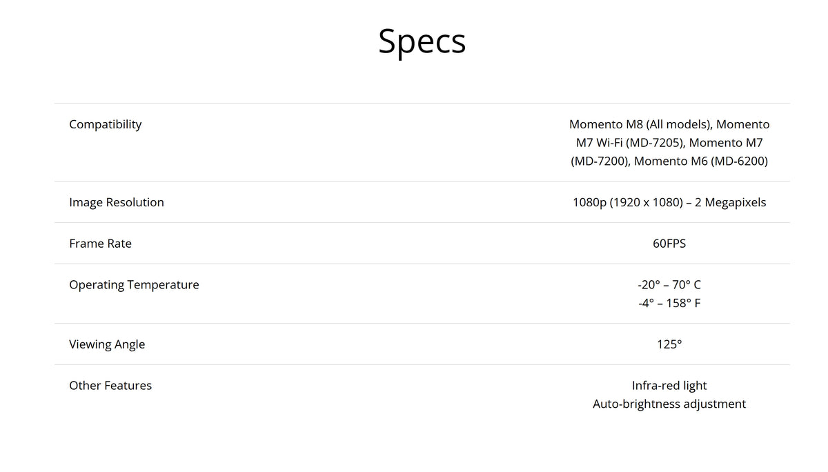 Momento IC6 Interior Camera for M6, M7 & M8 Dash Cams