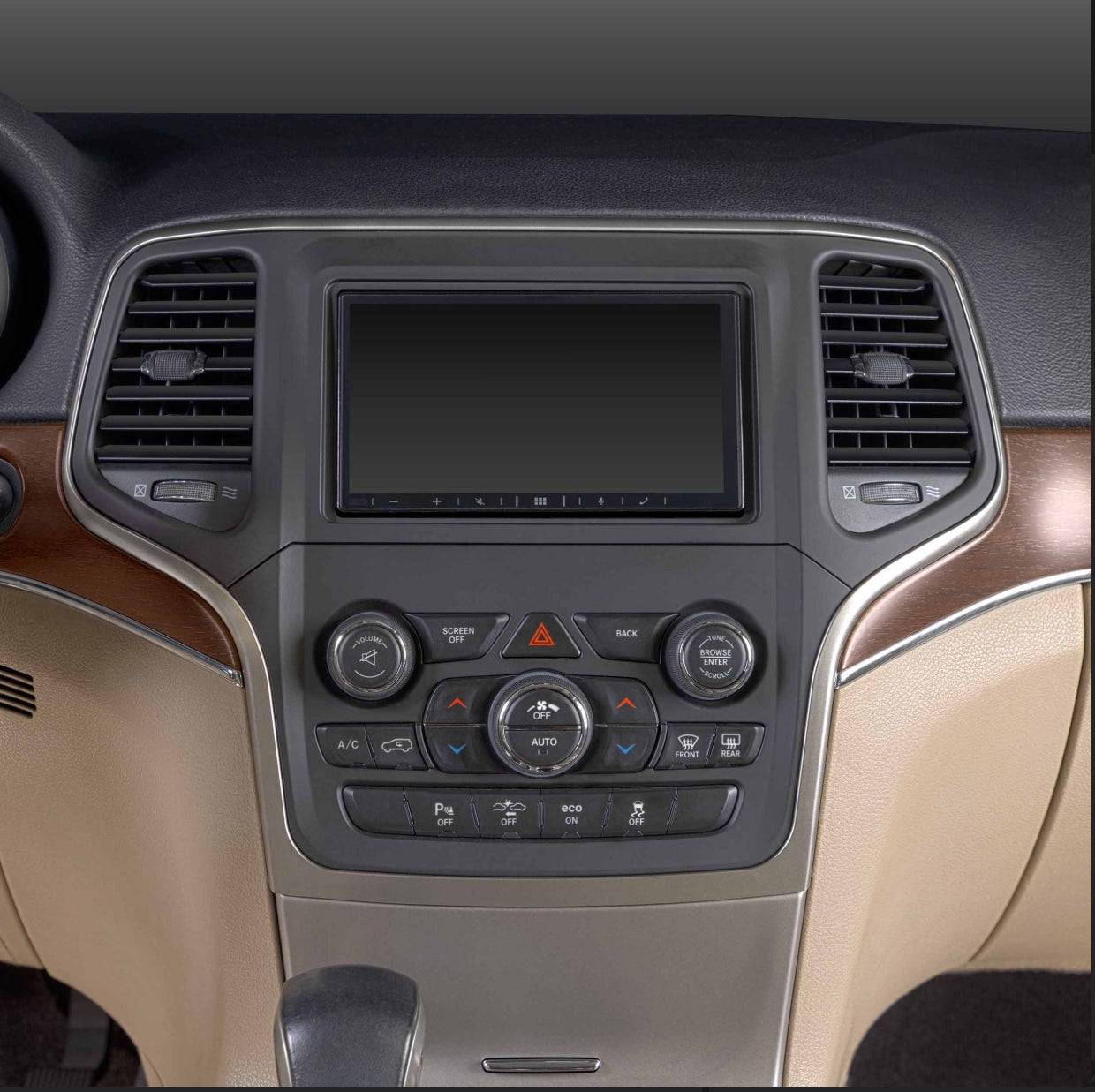 Metra 95-6562 dash kit climate control and HVAC button cutout detail for Jeep Grand Cherokee radio replacement
