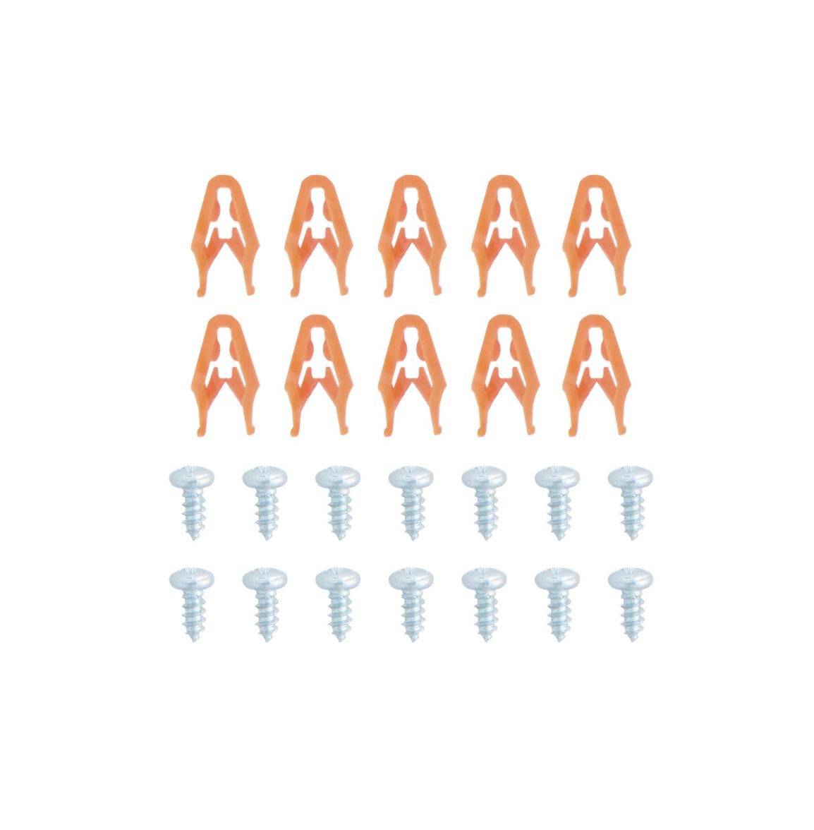 Metra 95-6562 included installation hardware with 10 orange nylon retainer clips and 12 mounting screws
