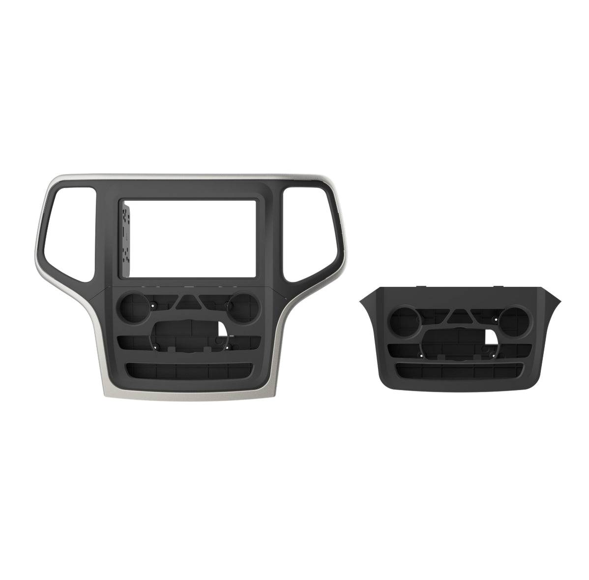 Metra 95-6562 double DIN radio dash kit front panel with silver chrome trim for Jeep Grand Cherokee