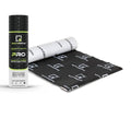 SoundSkins Pro SSPRO-1 two door sound deadening kit with canister packaging and unrolled butyl rubber mat